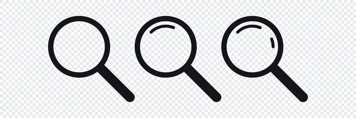 Wall Mural - search icon. magnifying glass icon, vector magnifier or loupe sign.