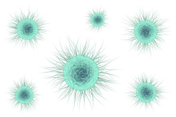 3d rendering light blue virus