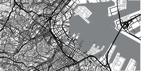 Urban vector city map of Yokohama, Japan