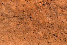 Dry Soil Texture And Background. Red Soil Background. Abstract Ground. Natural Abstraction. Clay. Ocher. Red Sands