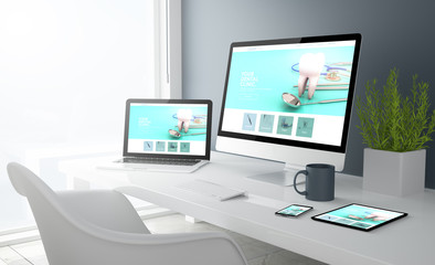 Poster - grey studio devices with dental clinic website