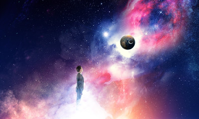 Wall Mural - businessman and cosmos concept