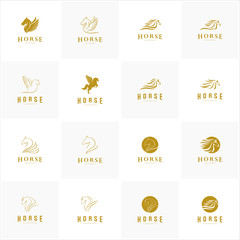 Wall Mural - Set of Horse logo template. Fast horse logo vector. Pegasus Vector Logo Template.