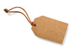 cardboard labek with slim leather cord,isolated