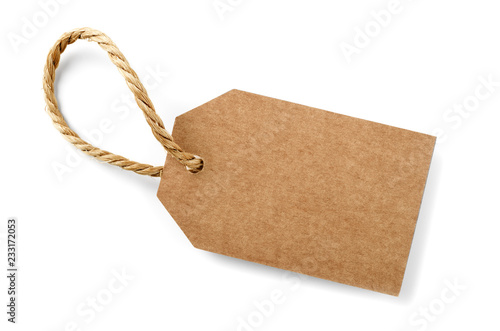 Photographie cardboard label with slim rope cord,isolated