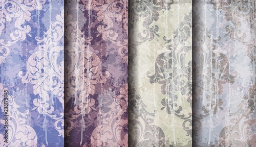 Vintage Baroque Victorian pattern set Vector. Floral ornament decoration. Lea...