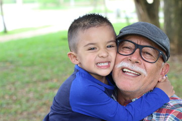 Grandfather having a fun with his grandson