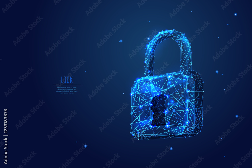 เวกเตอร์ Stock Abstract closed lock without key on dark blue background ...