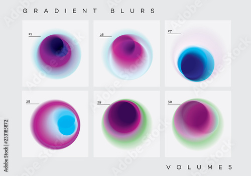 Fotografie, Obraz Colorful vibrant abstract circular gradient blurs collection