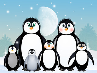 Sticker - illustration of penguins in winter