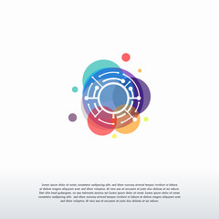 Wall Mural - colorful circle wire tech logo designs vector, colorful technology concept designs