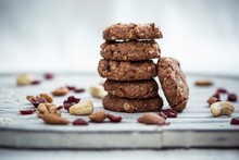 Vegan Muesli Biscuits With Cranberries, Nuts And Oats