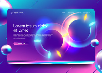 Wall Mural - website or mobile app landing page with illustration of colorful delusion page for deep learning con
