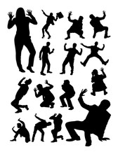 Shocked Fright People Silhouettes. Good Use For Symbol, Logo, Web Icon, Mascot, Sign, Or Any Design You Want.