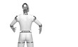 © TeacherX555 - 3d rendering humanoid robot thinking and Select something robot point object on white background