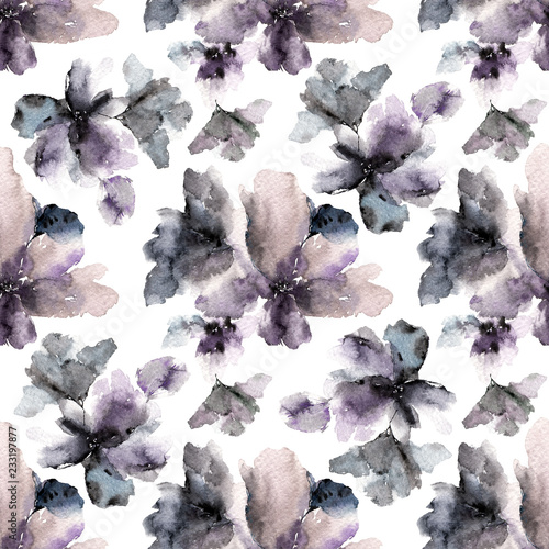 Seamless Floral Background Fabric Floral Pattern Textile Pattern Template Grey Flowers Watercolor Floral Background Wedding Invitation Design Stock Illustration Adobe Stock