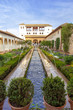 Generalife's Springbrunnen, Buchsbaum Garten und Innenhof in der Alhambra von Granada, Spanien, Andalusien