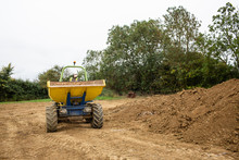 Image Of Front Dumper Truck In Construction Site. Copy Space.