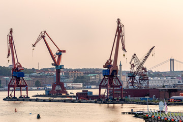 cranes in the port of Gothenburg