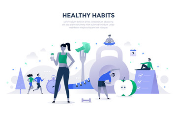 Healthy Habits Flat Concept