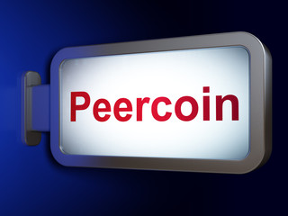 Wall Mural - Blockchain concept: Peercoin on advertising billboard background, 3D rendering