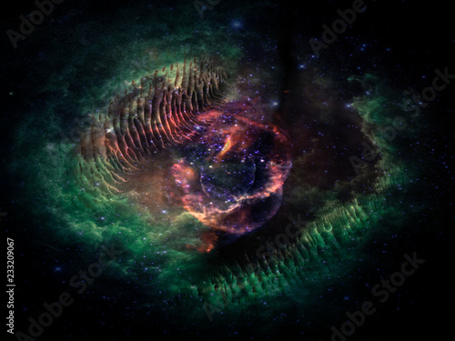 Landscape Background Of Fantasy Alien Galaxy Nebula With Colorful