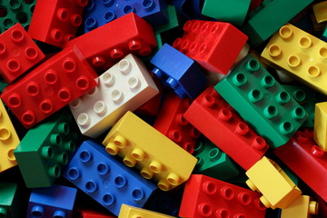 plastic building and construction blocks for children to play and for education