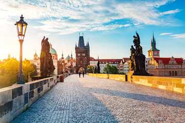 Charles bridge on the river Vltava, Prague, Czech Republic.