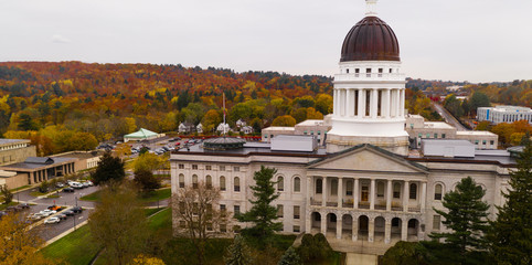 Wall Mural - Capitol Building State House Augusta Maine Autumn Season Aerial