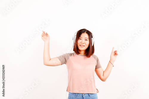 Portrait Of Beautiful Asian Young Woman With Brunette Hair And Bob