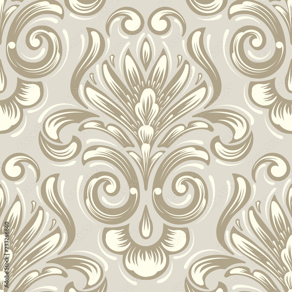 Vector damask seamless pattern element. Classical luxury old fashioned ...