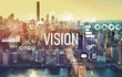 Vision with the New York City skyline near midtown