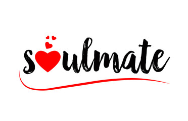 Wall Mural - soulmate word text typography design logo icon with red love heart