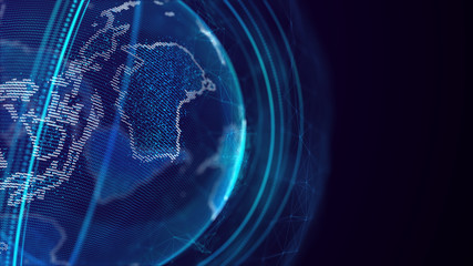 Fototapete - Global network connection. World map point. Representing the global. Network connection. 3D rendering.