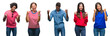 © Krakenimages.com - Composition of african american, hispanic and chinese group of people over isolated white background very happy and excited doing winner gesture with arms raised, smiling and screaming for success