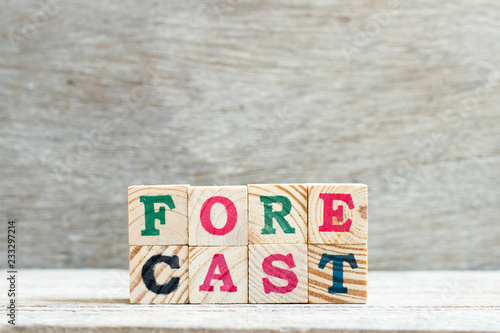 Fotografía Letter block in word forecast on wood background