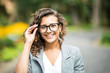 © F8  \ Suport Ukraine - Young Woman with Glasses Out in the City. Beautiful young woman with glasses out in the city