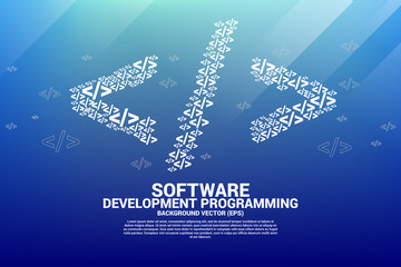 Vector  software development programming multiple tag icons shaped big tag symbol. Concept for Programming language technology and coding.