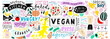 Doodle Food Banner. Vegan restaurant, cafe, home decor.