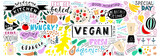 Fototapeta Młodzieżowe - Doodle Food Banner. Vegan restaurant, cafe, home decor.
