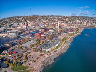 Sticker - Aerial View of the popular Canal Park Area of Duluth, Minnesota