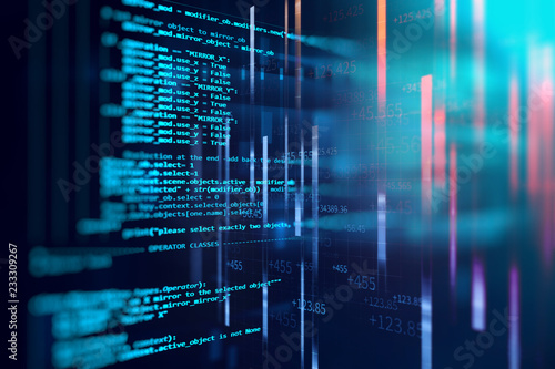 Fotomural Programming code abstract technology background of software developer and Compu