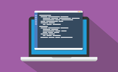 text code editor programming on top of laptop display