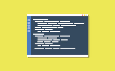 text editor programming icon with flat style and dark theme