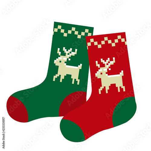 クリスマスのイメージの靴下 ペアのトナカイのイラスト クリスマス