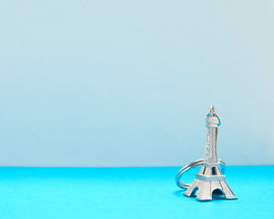 Wall Mural - Eiffel tower model on Blue paper