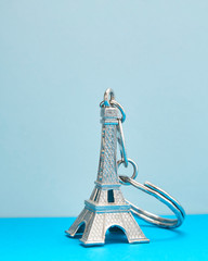 Wall Mural - Eiffel tower model on Blue paper