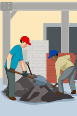 Wall Mural - Working Construction Worker Illustration