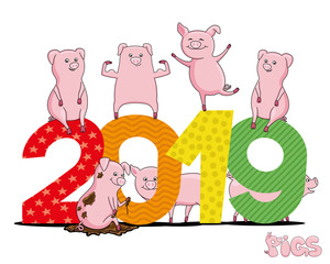 Canvas Print - Pig is the symbol of the new year 2019.