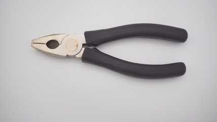 Pliers on white background top angle view, tool or equipment for repair ,maintenance for worker construction or at home .